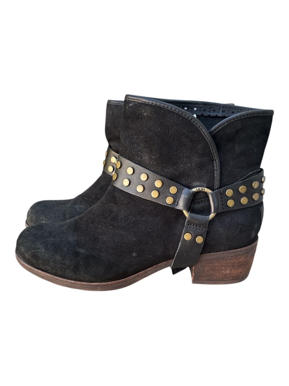 UGG BlackDarling Suede Studded Harness Booties